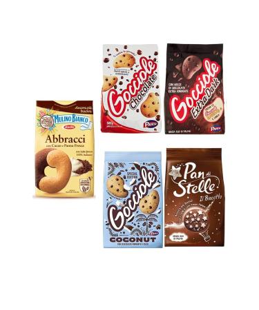 Pavesi Pavesi Barilla Biscuits Gocciole Pack d'essai Chocolate Dark Coconut biscuits + Mulino Bianco Pan di stelle Abbracci 350 g