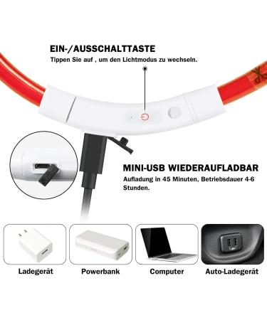 Nepfaivy Light Neck Band for Dogs - USB Charging Waterproof LED Collar with 3 Modes Adjustable Length for Large & Medium Dogs (Red-B) - Buy Online on GoSupps.com