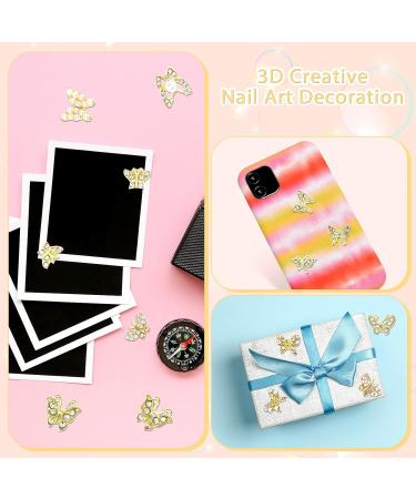 28 pcs Gold Butterfly Nail Charms - 3D Nail Diamonds Rhinestones for Nail Art Design - Buy Online on GoSupps.com