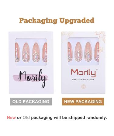 Morily Pink Rhinestone Press on Nail Set - Luxury Extra Long Ballerina Coffin Fake Nails for Women and Girls - Buy Online on GoSupps.com