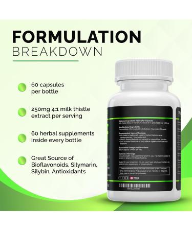 Viverse Nutrition Milk Thistle Supplement - Source of Bioflavonoids Silymarin Silybin Antioxidants - Natural Ingredients Fast Absorbing - 60-Count - Buy Online on GoSupps.com