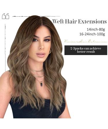 Vivien Treats Remy Real Hair Extensions - 14-Inch Dark Brown Ombre to Caramel Blonde 80g Hairpins #4/27/4 for Gorgeous Volume - Buy Online on GoSupps.com