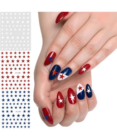 6 Sheets 3D Star Nail Stickers - Red Blue & White Self-Adhesive Nail Decals for Patriotic Women - Buy Online on GoSupps.com