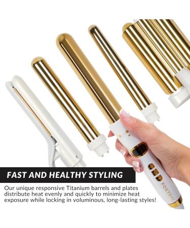FoxyBae 5-in-1 Interchangeable Hair Tools Set | Curling Wand Flat Iron & Ceramic Irons | Salon Grade Waver & Curler in Pearl White - Ships Internationally - Buy Online on GoSupps.com