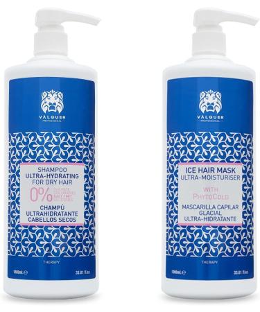 Valquer Professional Pack Shampoo + Ice Effect Mask Ultra-moisturizing. Salt-free silicone-free paraben-free and sulfate-free. Dry hair - L Single 2 Unit (packaging may vary)