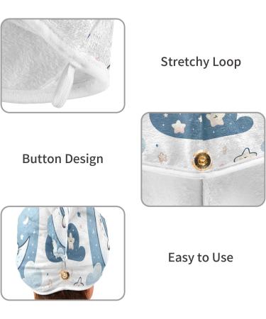 Cute Teddy Bear Moon Hair Towel 2 Pack | Super Absorbent Quick Dry Turbans for Women & Girls - Buy Online on GoSupps.com