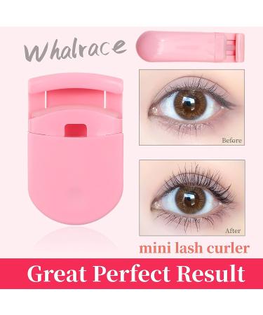 Whalrace Portable Eyelash Curler Set - Long Lasting Natural Curls for Women - Pink Round Design - Buy Online on GoSupps.com