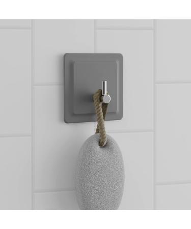 Lobux - Hook self -adhesive super -resistant hold soft -touch silicone - adhesive hooks for bathroom mirror shower wall - towel holder without drilling (light gray) light gray hook