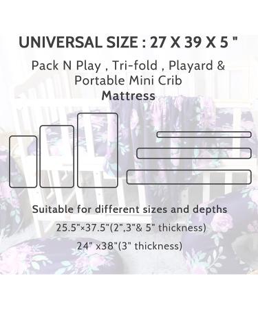 Soft & Breathable Purple Flower Pack N Play Sheets - Portable Playard Mini Crib Mattress Cover for Baby Girl - Buy Online on GoSupps.com
