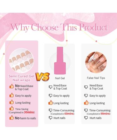 Semi Cured Gel Nail Strips - Red Tips French Manicure Stickers (18Pcs) - Long Lasting UV/LED Gel Nail Wraps - Buy Online on GoSupps.com