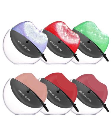 Magic Fast Apply Color Changing Waterproof Lipstick  Labial Magico Chino  6 Colors Matte Lazy Lipstick Set  Lazy Lip Stick Non-stick Cup  Lip Shape Lipstick Long Lasting for Lazy People (6 colors)