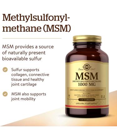 Solgar MSM 1000 mg - Methylsulfonylmethane 120 Tablets for Joint Support - Buy Online on GoSupps.com