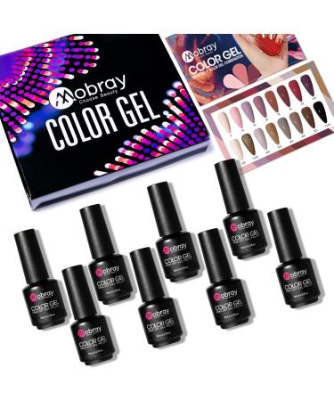 Mobray Gel Nail Polish Kit - 8 Popular Nude Colors Set for Fall & Winter | Soak Off UV LED Nail Art Manicure DIY | Home Beauty Gifts - Buy Online on GoSupps.com