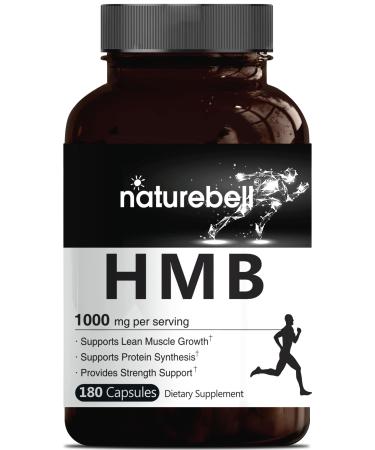 NatureBell HMB Capsules (Beta-Hydroxy Beta-Methylbutyrate), 1000mg Per Serving, 180 Counts, Supports Lean Muscle Mass, Premium HMB Supplements, Non-GMO