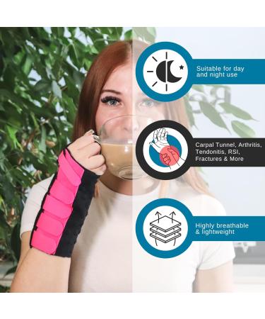 Solace Bracing Cool-Flow Wrist Support - British Made & NHS Supplied Brace w/Metal Splint - Pink, S - Right Hand - For Carpal Tunnel, Arthritis, Tendonitis, RSI & Fractures - Buy Online on GoSupps.com