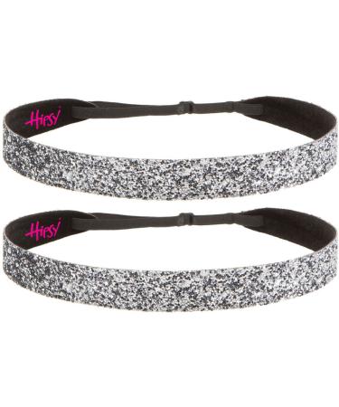 Hipsy Adjustable Non Slip Cute Fashion Wide Bling Glitter Hair Headbands for Women Girls & Teens 2-Pack (Gunmetal)