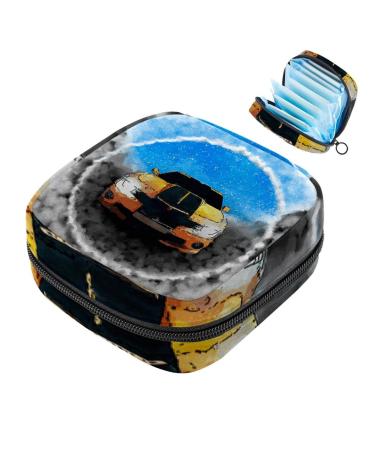 Cartoon-car lady napkin-storage bag portable period bag for women teenagers girls menstrual cup pocket breastfeeding deposits holder