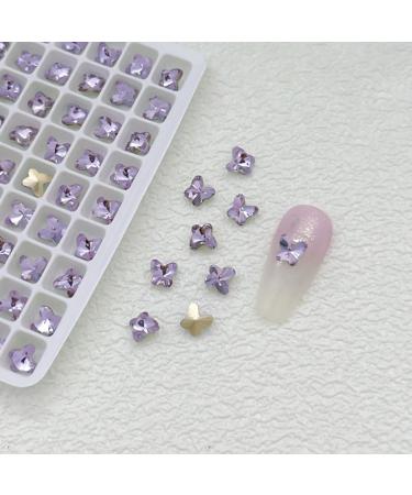 FEIlei 10 Pcs Heart Nail Charms Pointed Back Nail Art Charms Butterfly Nail Rhinestones