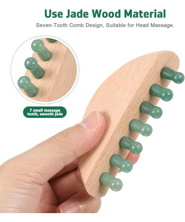 Healvian Wooden Scalp Massage Comb with Natural Jade - Deep Tissue Trigger Point Massage Device for Men & Women - International Shipping - Buy Online on GoSupps.com