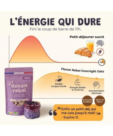 FLOCON REBEL Overnight Oats | Myrtilles 10 Petits D jeuners Sains et Rapides | Porridge Froid | Flocons d Avoine | Riche en Fibres Source de Prot ines Bio Sans Sucre Ajout - 10x45g Myrtilles 45 g (Lot de 10) - Buy Online on GoSupps.com