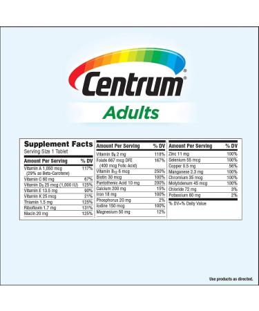 Centrum Adults Multivitamin Multimineral Supplement 425 Tablets - 1 Pack - Buy Online on GoSupps.com