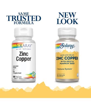 Solaray Zinc Copper 100 VegCaps - Immune Support & Antioxidant Formula - Buy Online on GoSupps.com