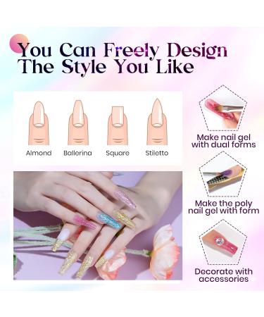 MIZHSE Diamond Glitter Poly Nails Gel Set Siver Gold Poly Nail Gel Nail Extension Gel Kit Blue Red Nail Builder Gel with Poly Nail Forms Nail Enhancement Manicure Kit for Nail Salon Gel Polish Starter Set14- - Buy Online on GoSupps.com