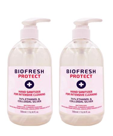 Bio 500ml Hand San t ser Cleansing Gel 74% Alc EN14476 Certified - Kills 99% Germs Instantly Pump Hand Wash Gel - UK Stock (2x 500ml) BF-sanit500-2x