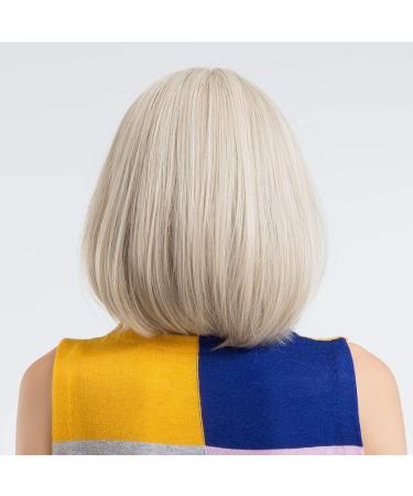 HAIRCUBE Creamy White Short Bob Wig with Bangs - 12 Inch Heat Resistant Synthetic Wig for Women - Buy Online on GoSupps.com