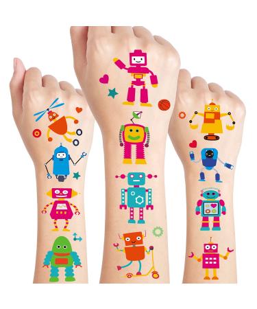 24 Sheets Robot Temporary Tattoos  Birthday Decorations Robot Party Favors