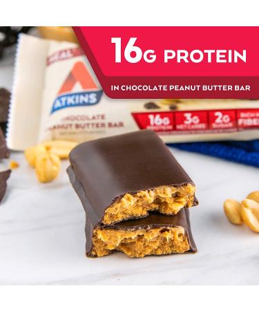 Atkins Chocolate Peanut Butter Protein Bars - Keto Friendly, High Fiber, Value Pack (8 Bars) - Buy Online on GoSupps.com