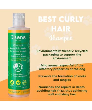 DISANE Natural Dog Conditioner Shampoo for Curly-Haired Dogs with Avocado Oil 250ml | Nourishing & Repairing Coat, Prevents Frizz, Enhances Curls - Buy Online on GoSupps.com