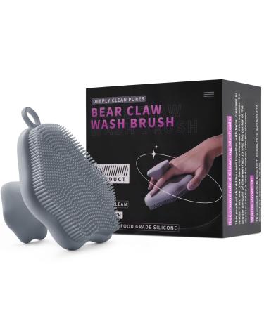 Silicone Face Scrubber Manual Facial Cleansing Brushes Eco Friendly Facial Cleansing Brushor for Sensitive Delicate Dry Skin Exfoliating Face Brush for Men and Women GREY(1-pack)