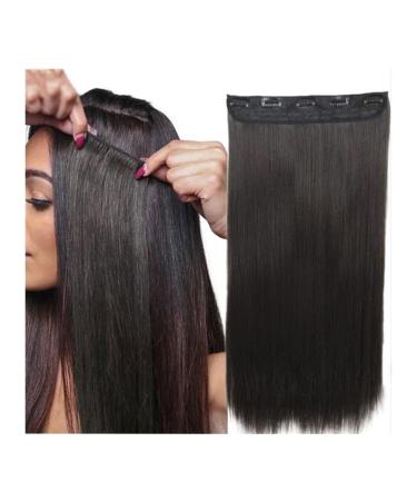 Clip in Hair Extensions Clip in Hair Extensions Real Human Hair Natural Black Hair Extensions Clip in Human Hair Double Weft Soft Straight Hair Extensions with 5 Clips Clip In One Piece Clip in Exten 20inches 1PC Natural Color