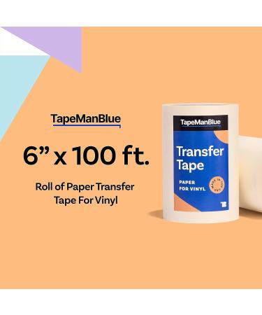 6 x 100 Roll of Paper Transfer Tape for Vinyl, Made in America,  Premium-Grade Transfer Paper for Vinyl with Layflat Adhesive for Cricut  Vinyl Crafts