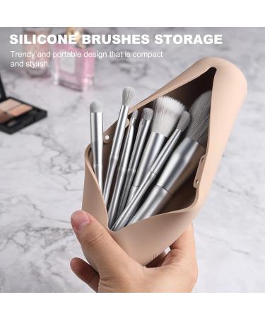 Fvion Silicone Travel Make-Up Brush Holder | Portable Cosmetics Organizer in Khaki - Buy Online on GoSupps.com