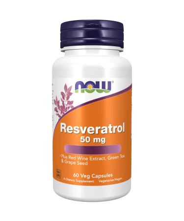 Now Food Resveratrol 50mg 60 Vegan Capsules Lab-Tested Vegetarian SOYA Free Gluten Free Non-GMO