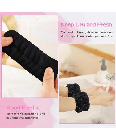 WSYUB 1pc Black Fluffy Bow Tie Makeup Headband + 2pc Absorbent Wrist Spa Wash Band Set | Microfiber Face Headband for Skin Care - Buy Online on GoSupps.com