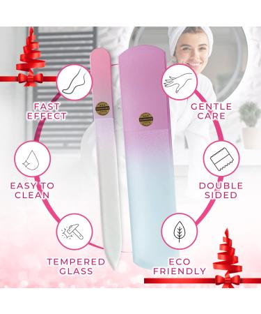 Czech Glass Nail File Set - Hand Callus Remover for Natural Nails - Foot File with Case - Crystal Nail Files for Women - Includes 2 Files - Perfect Gift Idea - Buy Online on GoSupps.com