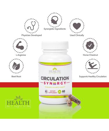 Health As It Ought To Be Circulation Syn3rgy Supplement | Physician Formulated Capsules with Beet Root L-Arginine Horse Chestnut | 60 Capsules - Buy Online on GoSupps.com