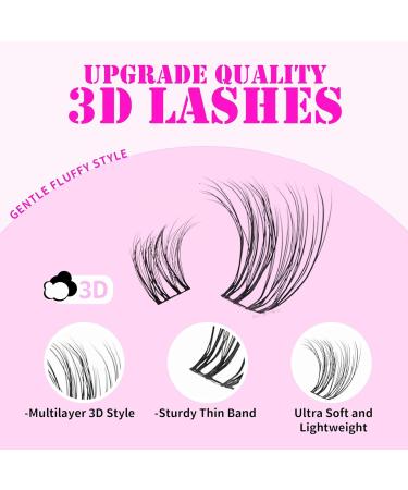 GAQQI Lash Clusters - 80 Wispy Cat Eye Eyelash Extensions 10-14mm Multilayered 3D Fluffy Lashes Soft Thin Band for Natural Look - Buy Online on GoSupps.com
