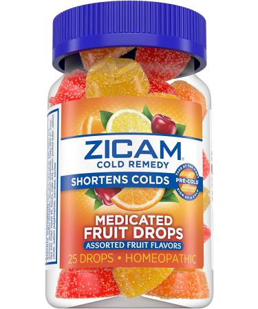 Zicam Cold Remedy Medicated Fruit Drops - Assorted Fruit, 25 Drops | Relief from Cold Symptoms - Buy Online on GoSupps.com