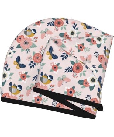 Buy Cute Spring Birds and Flowers Microfiber Hair Towel - Soft Super Absorbent Wrap for Long Curly Hair | Quick Dry Coral Velvet for Women - Buy Online on GoSupps.com