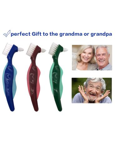 Premium Hard Denture Brush - Multi-Layered Bristles, Portable Double Sided Cleaning Brush - Denture Care (Pack of 3) - Buy Online on GoSupps.com