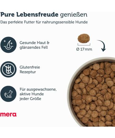 Mera Pure Sensitive Turkey & Rice Dog Food 4kg - Dry Food for Sensitive Adult Dogs Wheat & Sugar Free - Buy Online on GoSupps.com