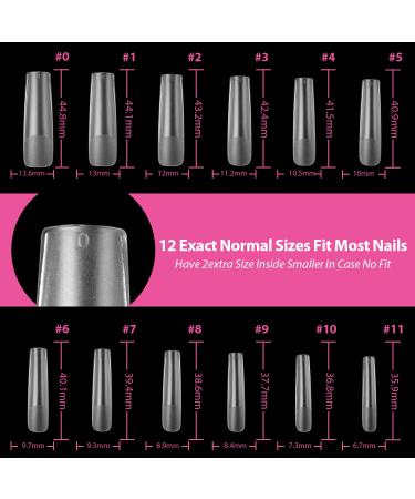 UNA GELLA XXL Square Fake Nails - 240pcs Pre-file Long Gel Nail Tips - Clear Tapered Matte Press On Nails - Buy Online on GoSupps.com