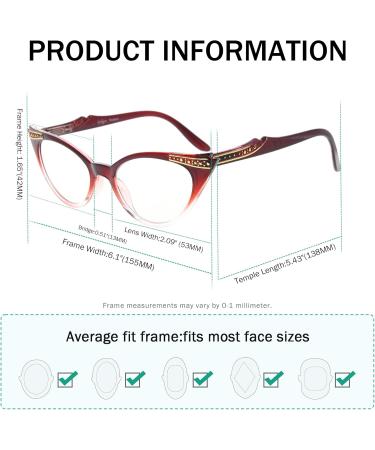 Eyekepper Cateyes Women's Reading Glasses - Red-Transparent 1.75 Strength | Stylish & Comfortable Eyewear - Buy Online on GoSupps.com