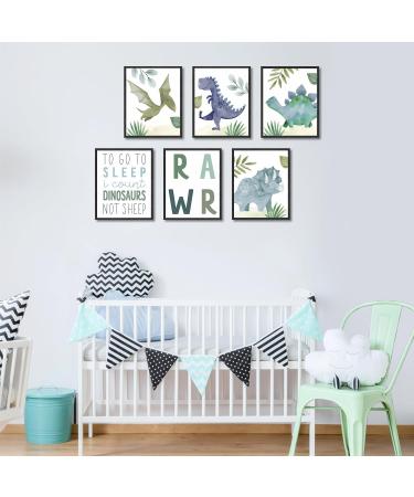 Shop Dazallewall Abstract Dinosaur Wall Art - Cartoon Watercolor Canvas Prints for Boys' Room Decor | Set of 6 (20x25 cm Unframed) - Buy Online on GoSupps.com