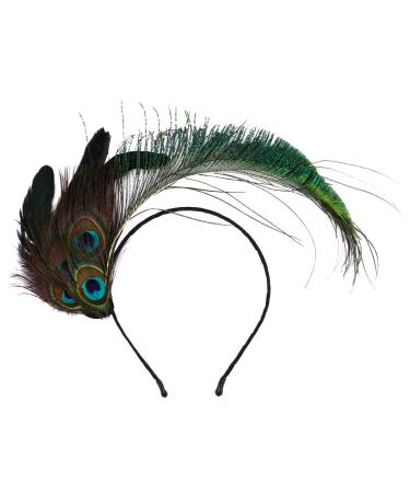 Feather Headband Carnival Peacock Feather Headdress Flapper Hair Hoop Headpiece for Dance Carnival Masquerade Fringe Show Party