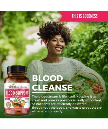 Papaya Leaf Blood Support Capsules - Immune and Platelet Health - Herbal Cleanse Formula - Made in USA - 30 Veggie Capsules - Buy Online on GoSupps.com